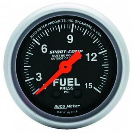 TOOL 3311 2.06 in. Mini Sport-Comp Fuel Pressure Gauge - 0-15 PSI TO3627072